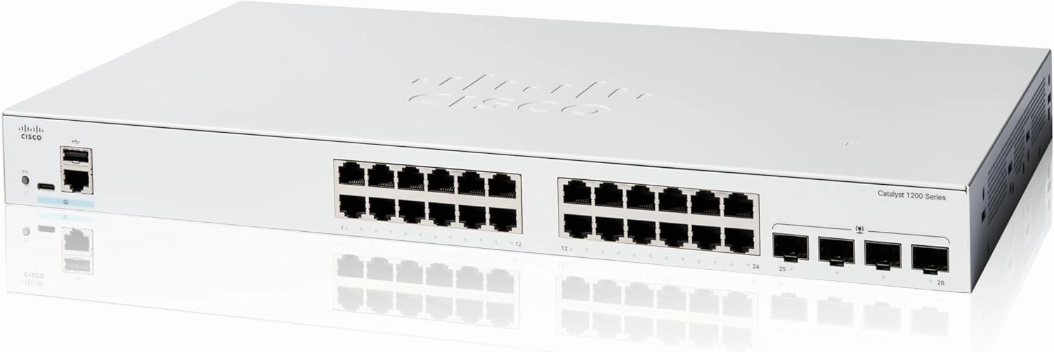 Cisco Catalyst 1200-24T-4G Smart Switch, 24 Port GE, 4x1GE SFP, Limited Lifetime Protection (C1200-24T-4G)