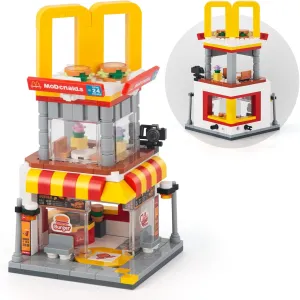 City Street View Burger Shop Building Set, MOC Creative Model Set Creative Model DIY Toys, Unique Home Decor, Ideas Birthday Holidays Toy Gift Kids Age 8  (244PCS)
