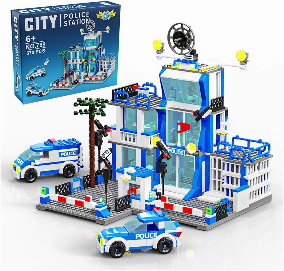 City Police Station Building Blocks Sets,570pcs City Police Station & Car Building Bricks Gift for Boys 6 