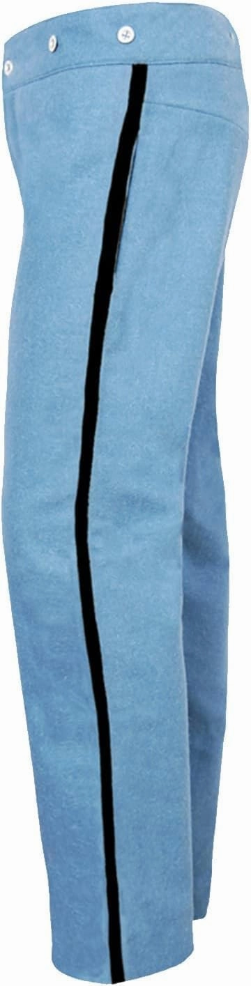 Civil War Officer’s Wool Trousers – 100% Wool Mid-Rise Pants with 1-Inch Branch Trim | Reenactment Uniform
