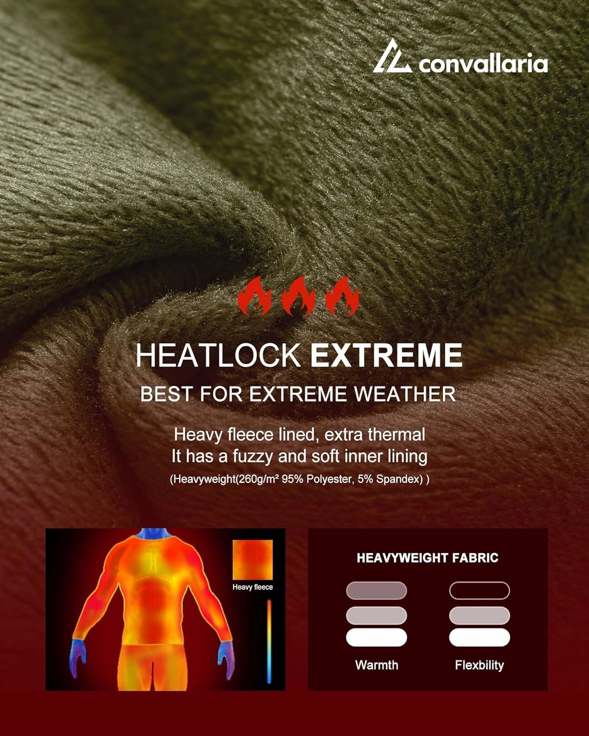 CL convallaria Thermal Underwear for Men Long Johns Fleece Lined Hunting Gear Set Base Layer for Cold Weather XS-4XL