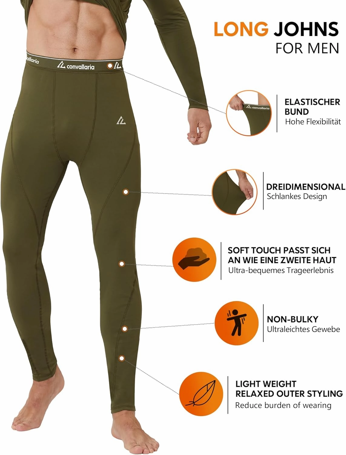 CL convallaria Thermal Underwear for Men Long Johns Fleece Lined Hunting Gear Set Base Layer for Cold Weather XS-4XL