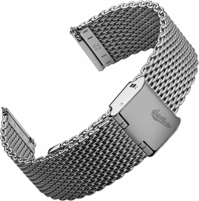 Classic Mesh Watch Strap, Polished or Satin Brushed Finish, 18-22mm. Men's Replacement Stainless Steel Band. Quick Release Spring Bars for Easy Changes