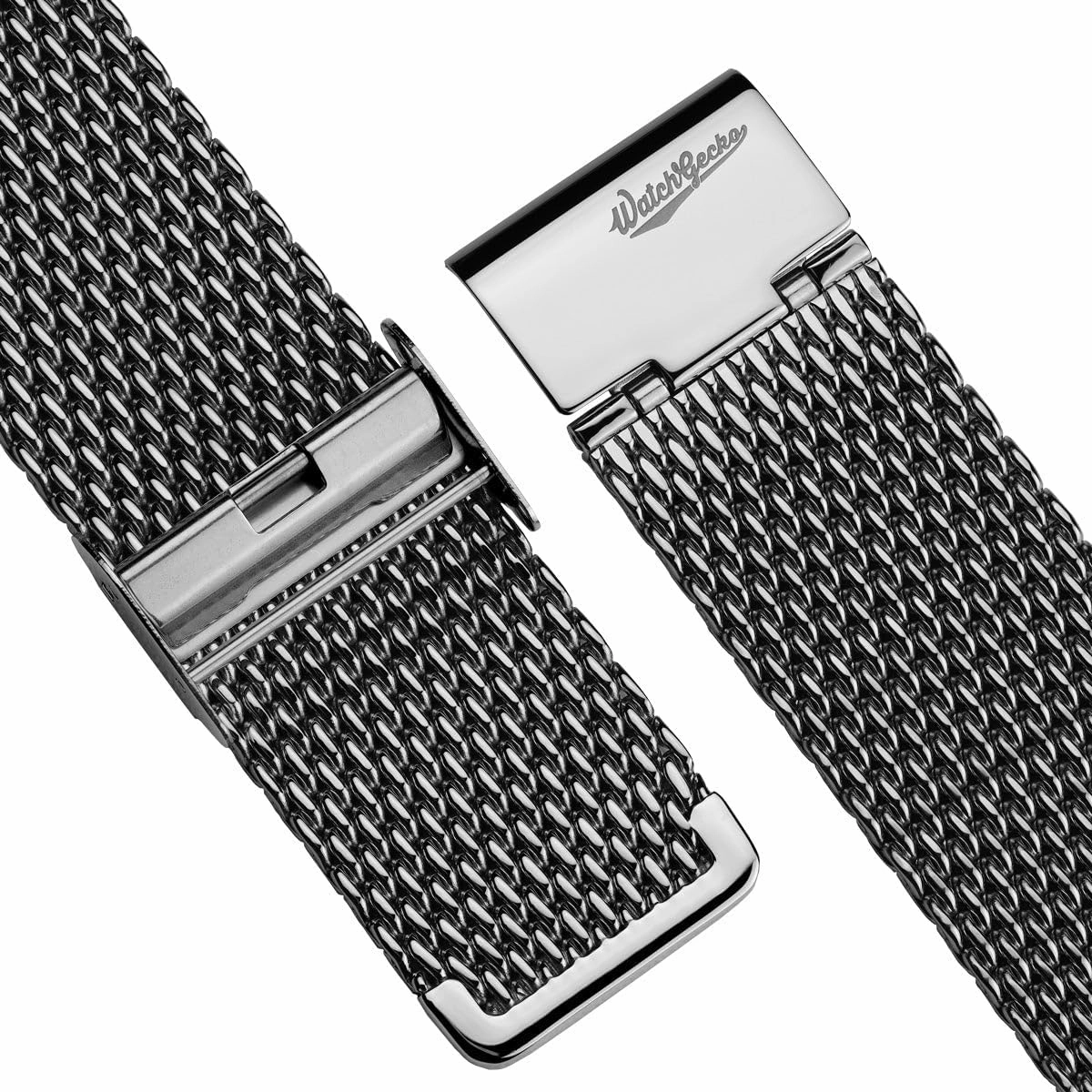 Classic Mesh Watch Strap, Polished or Satin Brushed Finish, 18-22mm. Men's Replacement Stainless Steel Band. Quick Release Spring Bars for Easy Changes