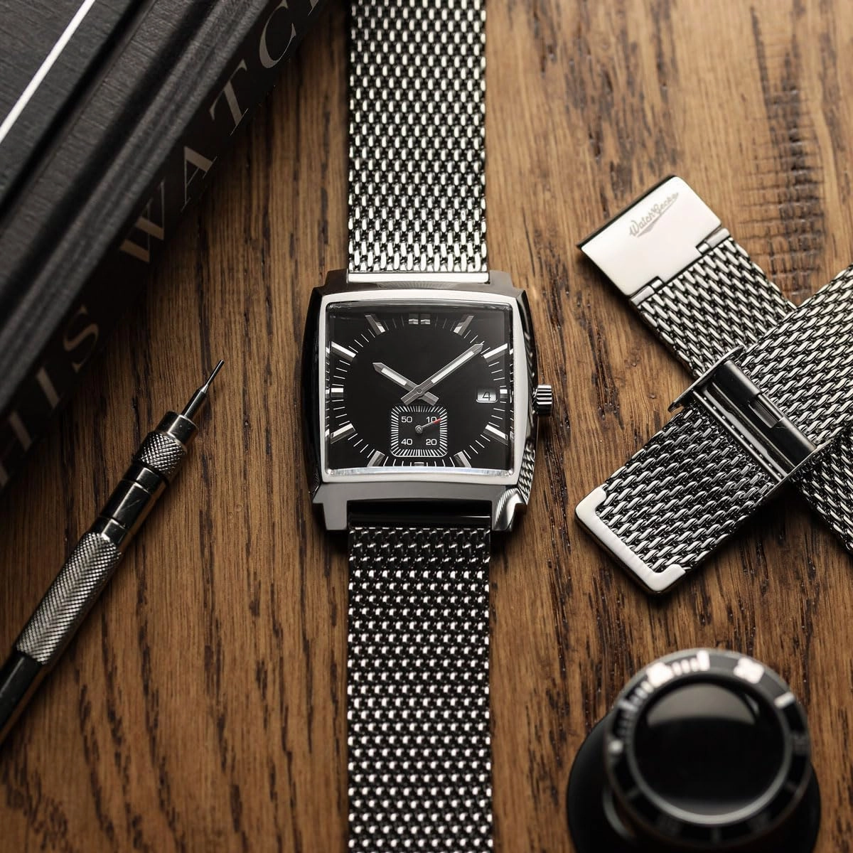 Classic Mesh Watch Strap, Polished or Satin Brushed Finish, 18-22mm. Men's Replacement Stainless Steel Band. Quick Release Spring Bars for Easy Changes
