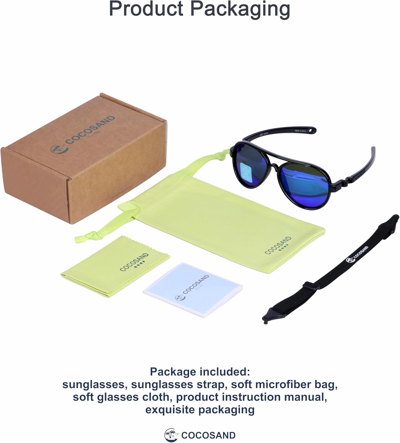 COCOSAND Baby Aviator Polarized Sunglasses with Adjustable Strap for Baby Infant Girl Boy 0-18 Months