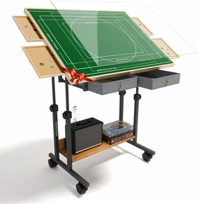 CODACE 1500 Piece Jigsaw Puzzle Table with Legs, Adjustable 5-Tilting-Angle Board with 6 Drawers & Cover, 35"x 26" Wooden Puzzle Board with 4 Wheels for Adults