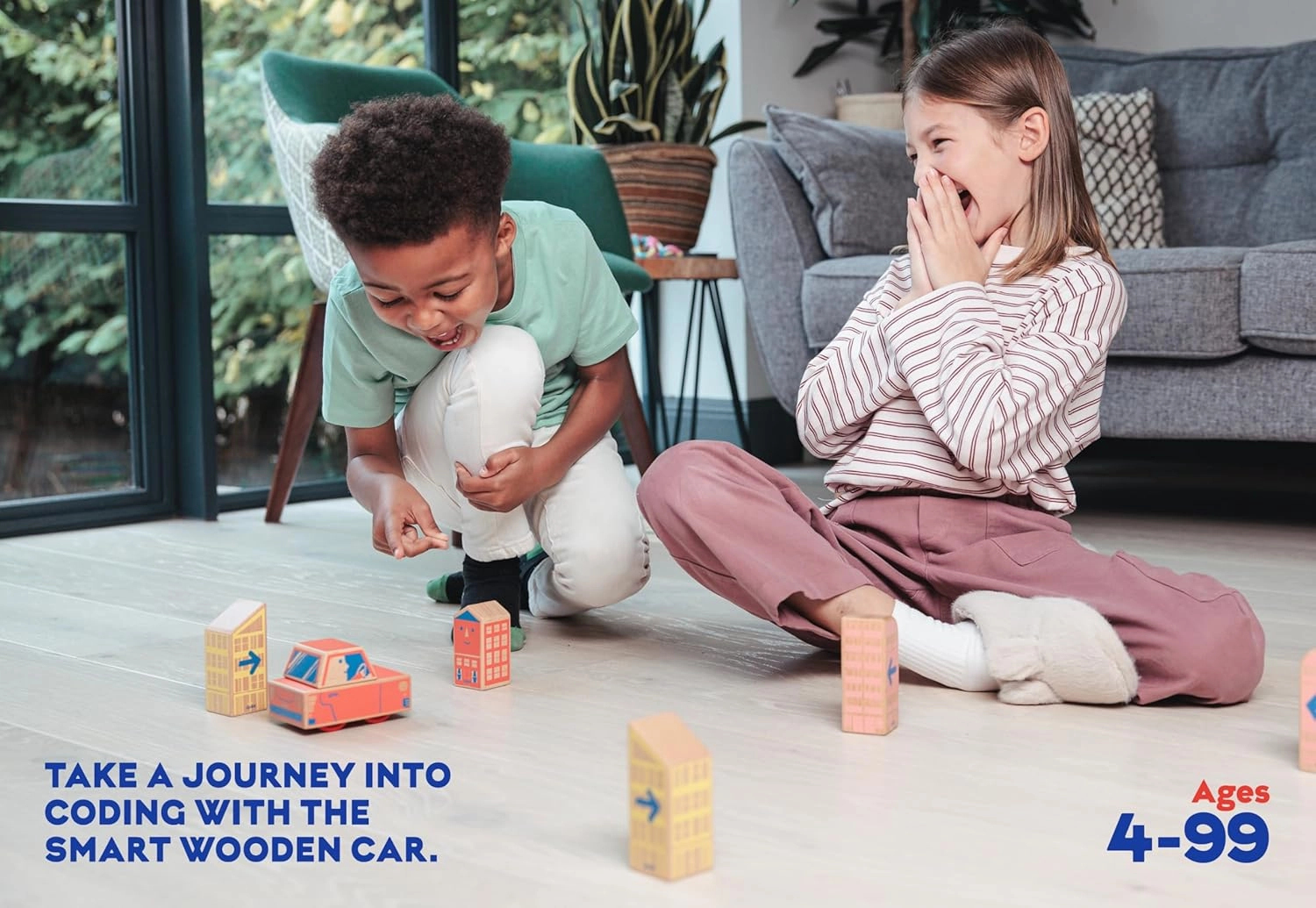 Cody Block Starter Set, Educational Wooden Building Blocks Coding and Car STEM Toys for Preschool Kids Ages 4 , Screen Free