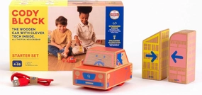 Cody Block Starter Set, Educational Wooden Building Blocks Coding and Car STEM Toys for Preschool Kids Ages 4 , Screen Free