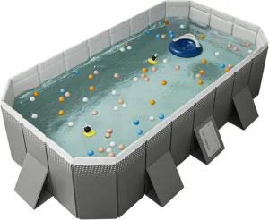 Collapsible Summer Pool Set - Portable Foldable Swimming Tub for Kids & Adults w/Eco-Friendly Materials & Quick Cleanup Drain(Gere Grey,116 * 64.9 * 21.6in)