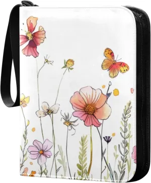 Colorful Botanical Card Binder, 400 Pockets Card Holder with 50 Sleeves, Sturdy Card Holder Folders for Game Cards & Sports Cards