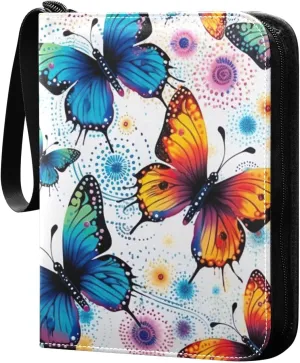 Colorful Butterfly Card Binder, 400 Pockets Card Holder with 50 Sleeves, Sturdy Card Holder Folders for Game Cards & Sports Cards