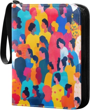 Colorful Diverse People Card Binder, 400 Pockets Card Holder with 50 Sleeves, Sturdy Card Holder Folders for Game Cards & Sports Cards