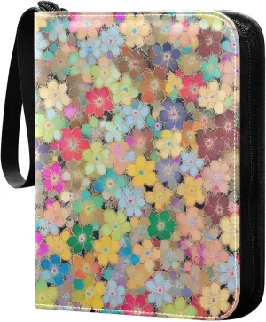 Colorful Floral Card Binder, 400 Pockets Card Holder with 50 Sleeves, Sturdy Card Holder Folders for Game Cards & Sports Cards