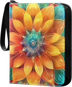 Colorful Gradient Mandala Card Binder, 400 Pockets Card Holder with 50 Sleeves, Sturdy Card Holder Folders for Game Cards & Sports Cards