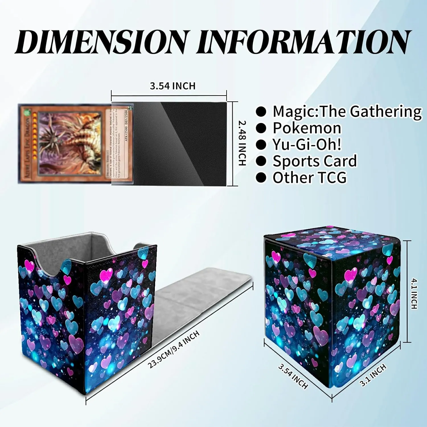 Colorful Heart Shape Card Commander Deck Box for Trading Cards Storage Box with Strong Magnet Magic Premium Gathering Deck Box Cover for TCG CCG Magic Card