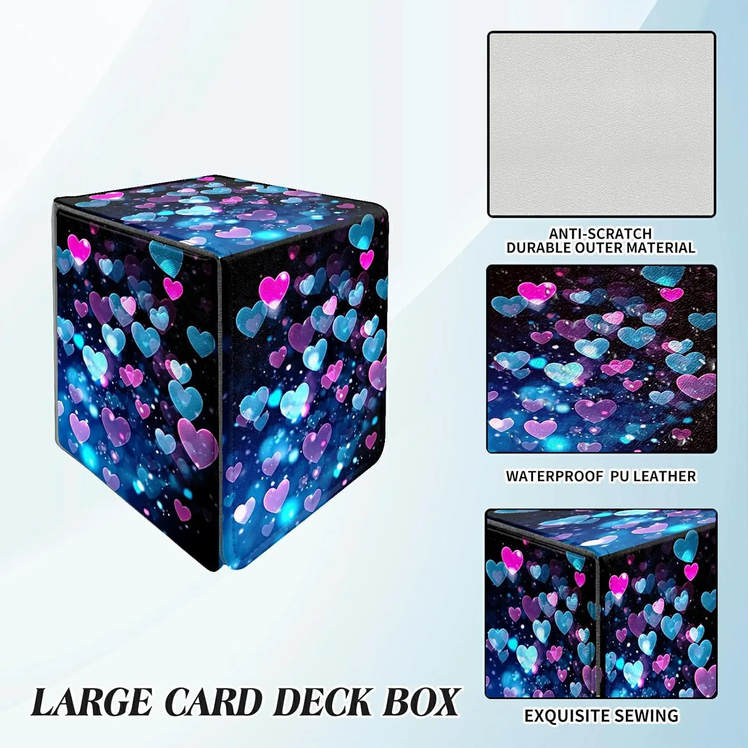 Colorful Heart Shape Card Commander Deck Box for Trading Cards Storage Box with Strong Magnet Magic Premium Gathering Deck Box Cover for TCG CCG Magic Card