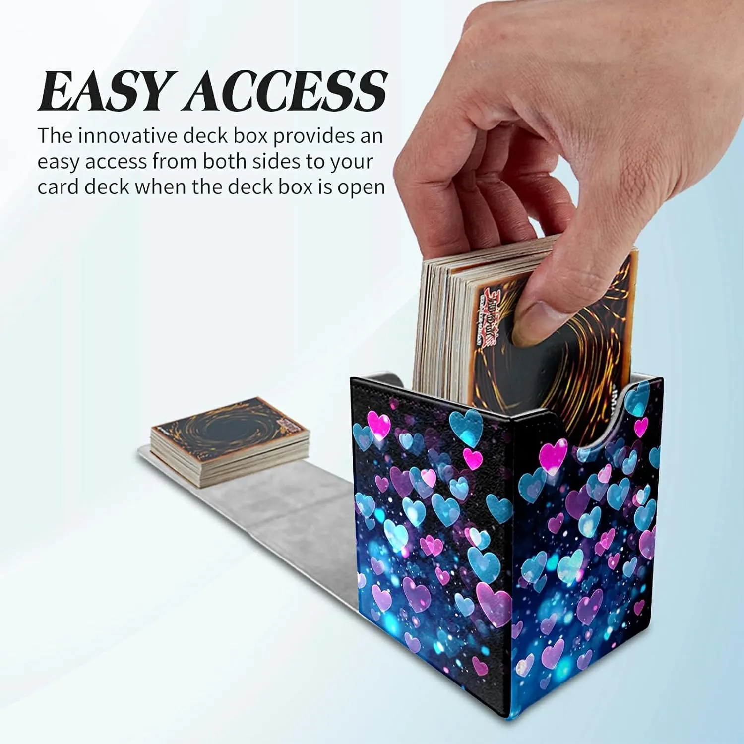 Colorful Heart Shape Card Commander Deck Box for Trading Cards Storage Box with Strong Magnet Magic Premium Gathering Deck Box Cover for TCG CCG Magic Card