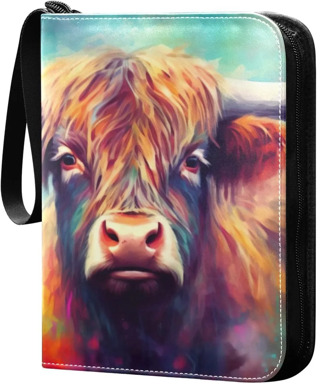Colorful Highland Cow Card Binder, 400 Pockets Card Holder with 50 Sleeves, Sturdy Card Holder Folders for Game Cards & Sports Cards