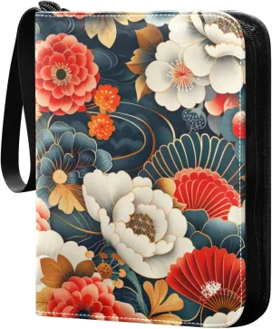 Colorful Japanese Pattern Card Binder, 400 Pockets Card Holder with 50 Sleeves, Sturdy Card Holder Folders for Game Cards & Sports Cards