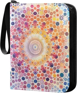 Colorful Kaleidoscope Dots Card Binder, 400 Pockets Card Holder with 50 Sleeves, Sturdy Card Holder Folders for Game Cards & Sports Cards