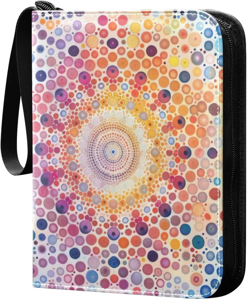 Colorful Kaleidoscope Dots Card Binder, 400 Pockets Card Holder with 50 Sleeves, Sturdy Card Holder Folders for Game Cards & Sports Cards