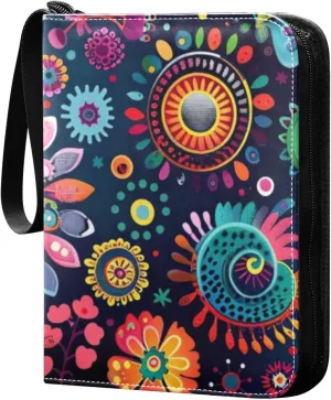 Colorful Paisley Pattern Card Binder, 400 Pockets Card Holder with 50 Sleeves, Sturdy Card Holder Folders for Game Cards & Sports Cards
