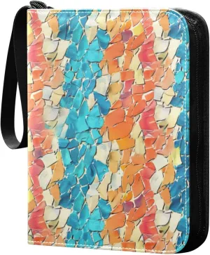 Colorful Tiled Design Card Binder, 400 Pockets Card Holder with 50 Sleeves, Sturdy Card Holder Folders for Game Cards & Sports Cards
