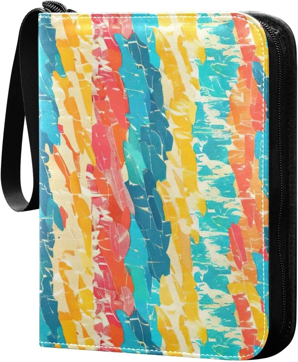 Colorful Tiled Design Card Binder, 400 Pockets Card Holder with 50 Sleeves, Sturdy Card Holder Folders for Game Cards & Sports Cards