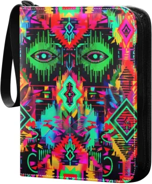 Colorful Tribal Design Card Binder, 400 Pockets Card Holder with 50 Sleeves, Sturdy Card Holder Folders for Game Cards & Sports Cards