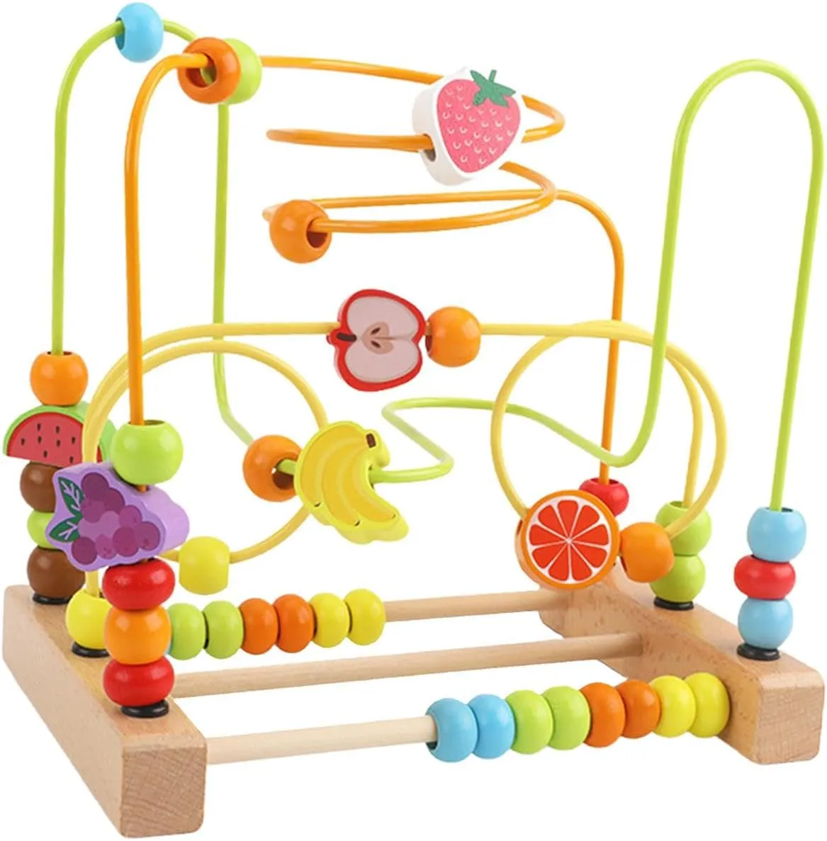 Colorful Wooden Bead Maze Toy for Kids Learning Development, Fruit B
