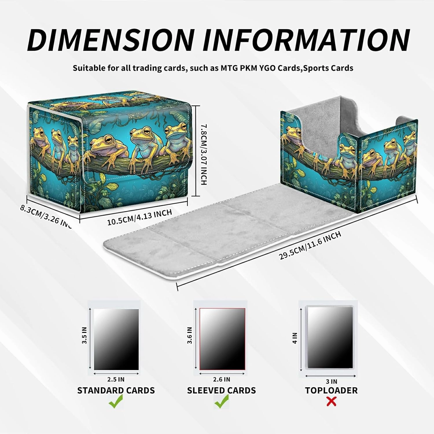 Colorful Frogs Card Deck Box Trading Cards with Strong Magnet Commander Deck Box Card Storage Box Magic Premium Card Storage Box Case Cover for TCG CCG Magic Cards