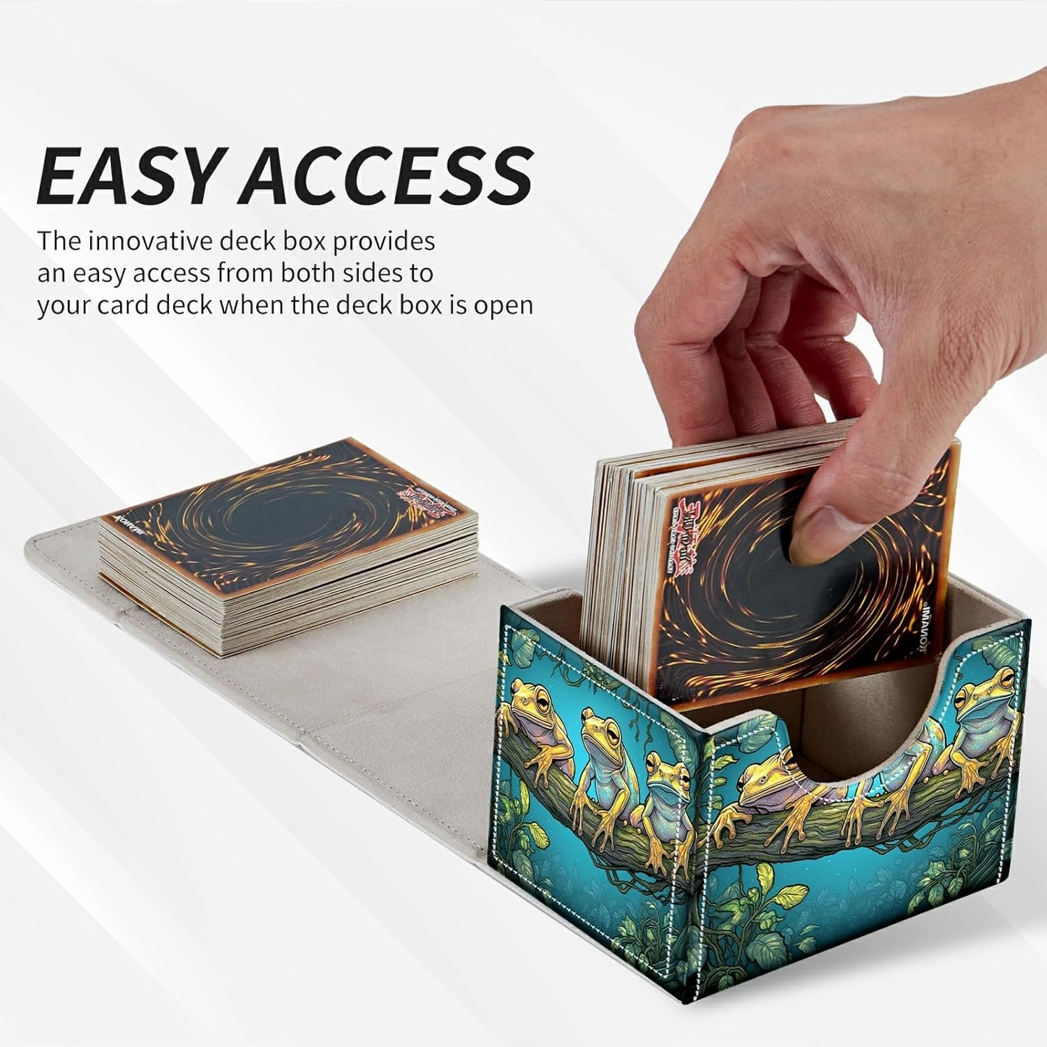 Colorful Frogs Card Deck Box Trading Cards with Strong Magnet Commander Deck Box Card Storage Box Magic Premium Card Storage Box Case Cover for TCG CCG Magic Cards