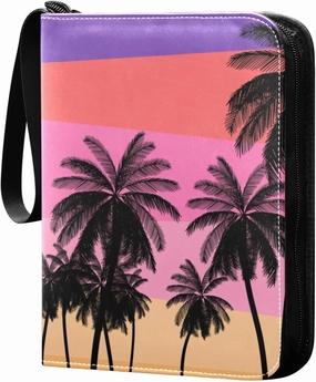 Colorful Palms Card Collector Holder for Collectible Boys Girls Game Sports Cards MTG TCG, 4 Pockets Trading Card Folder Zip Card Binder