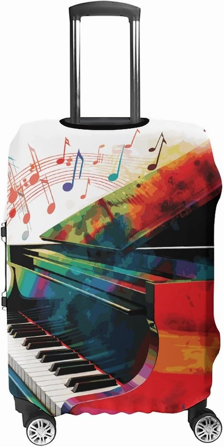 Colorful Piano Keyboard Music Luggage Cover Simple And Generous Suitcase Dust Cover Washable, Scratch Resistant for 19-32 Inch Suitcase S