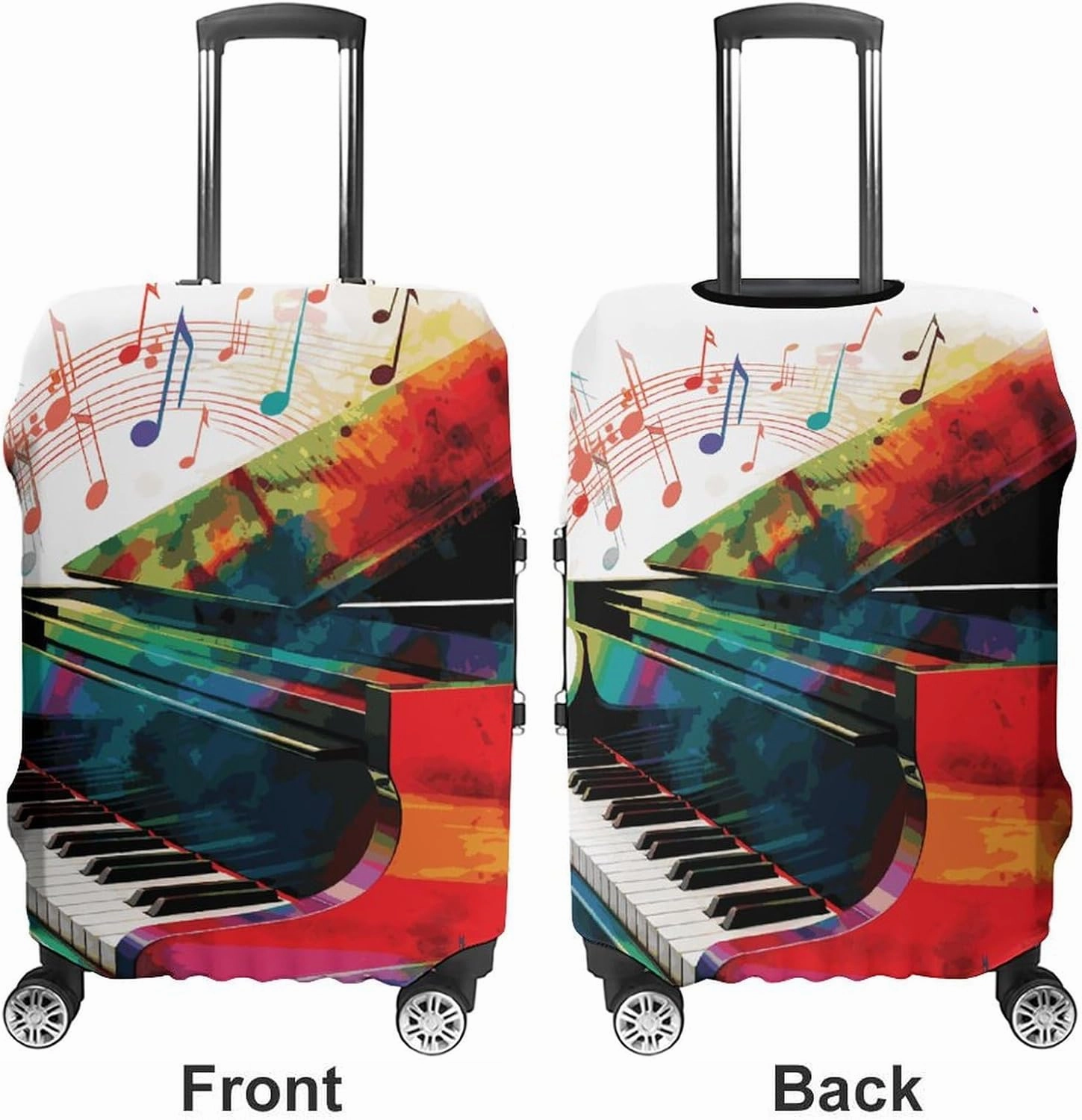 Colorful Piano Keyboard Music Luggage Cover Simple And Generous Suitcase Dust Cover Washable, Scratch Resistant for 19-32 Inch Suitcase S