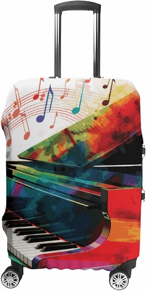 Colorful Piano Keyboard Music Luggage Cover Simple And Generous Suitcase Dust Cover Washable, Scratch Resistant for 19-32 Inch Suitcase S