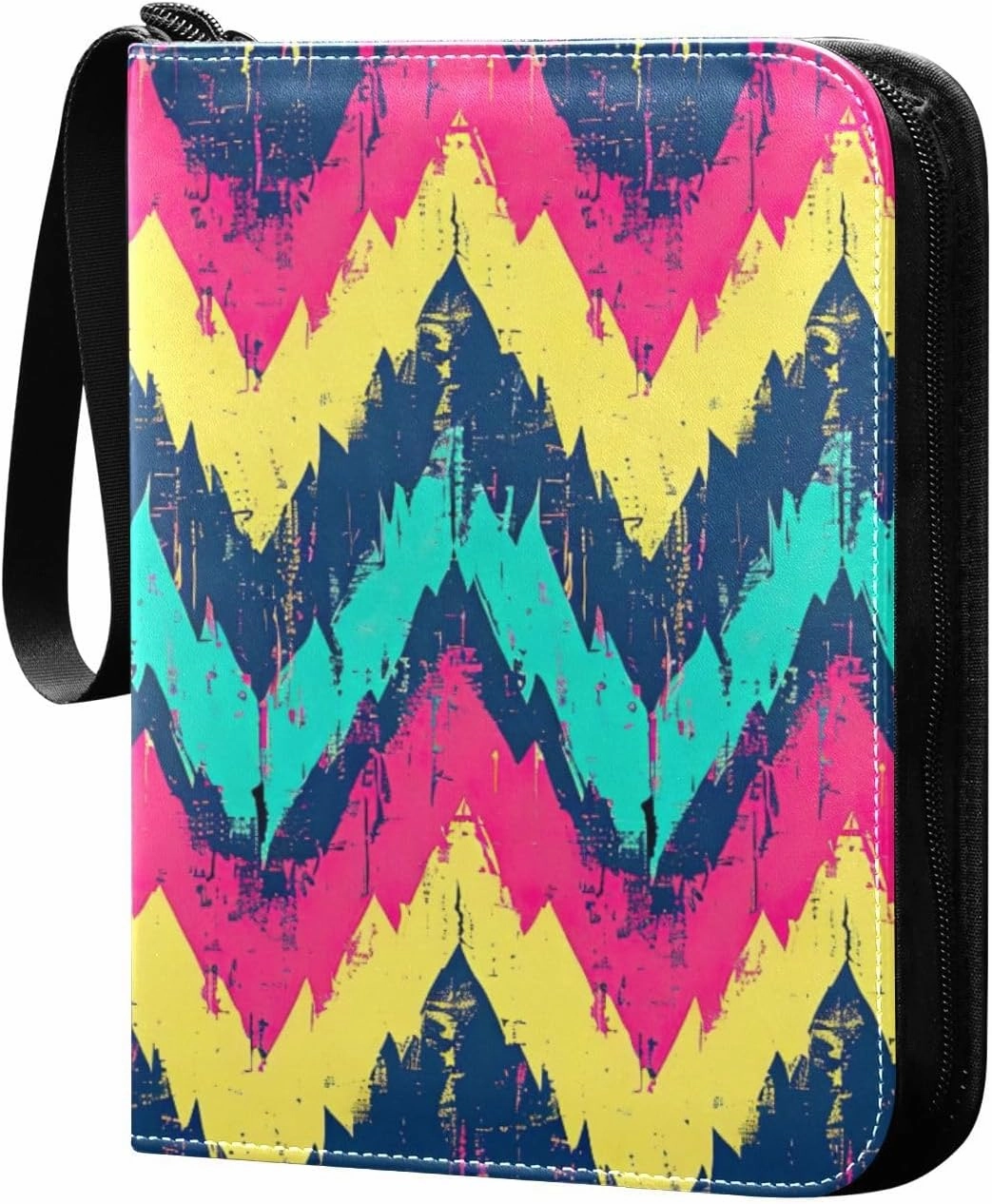 Colorful Zigzag Pattern Card Binder, 400 Pockets Card Holder with 50 Sleeves, Sturdy Card Holder Folders for Game Cards & Sports Cards