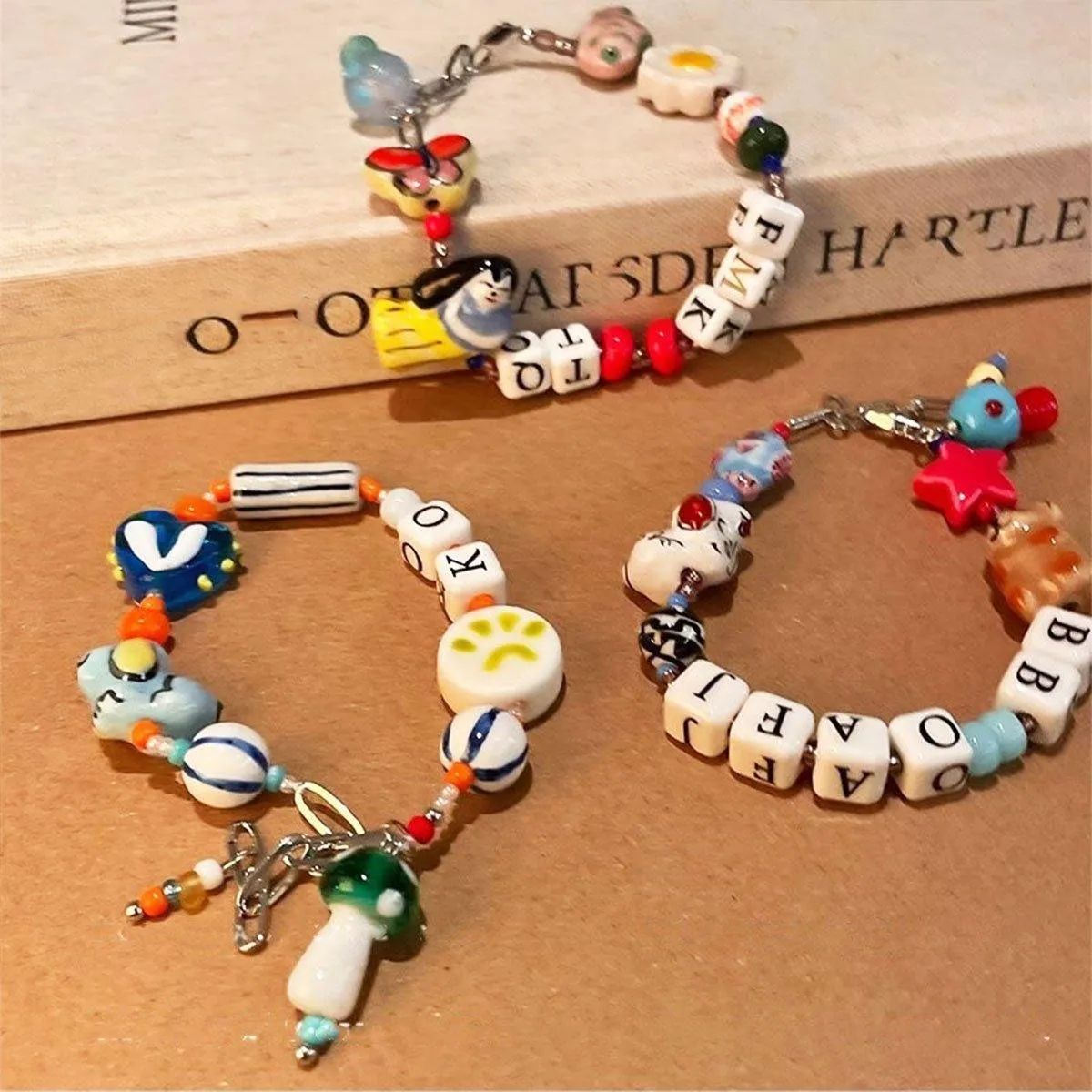 Colourful Ceramic Beaded Alphabet Bracelet Fun Cute Girly Multicolor Fashion