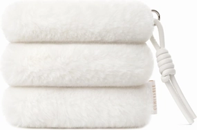 Comfyable Faux Fur Cute Coin Purse Pouch Change Holder For Women, Small Organizer with Magnetic Closure, Lanyard, Storage for Airpods, USB Flash Drive, Lipstick, Card, Key, Daily Items, Rice