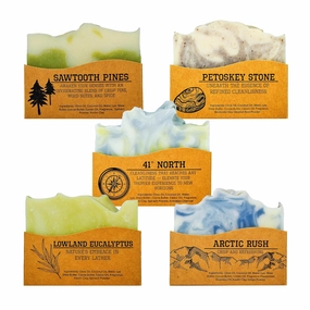 Compass Soap Natural Soap for Men | Skin-Friendly & Chemical-Free Hand Made Soap Bar Gift Set | Best Exfoliating and Cleansing Bar Soap for Men | 5 Oz. Variety Pack of 5