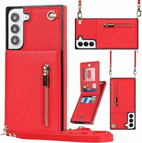 Compatible with Samsung Galaxy S23 Plus Case 6.6 Inch, Pocket Purse Handbag Shoulder Strap Stylish Protective Cover for Galaxy S23 Plus (Romantic Red)