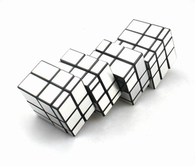 Conjoined Mirror Cube, Conjoined 3x3 Mirror Cube Bandaged 3x3 Blocks Twisty Cube Puzzle Toy Brain Teasers Silver (Ⅳ)