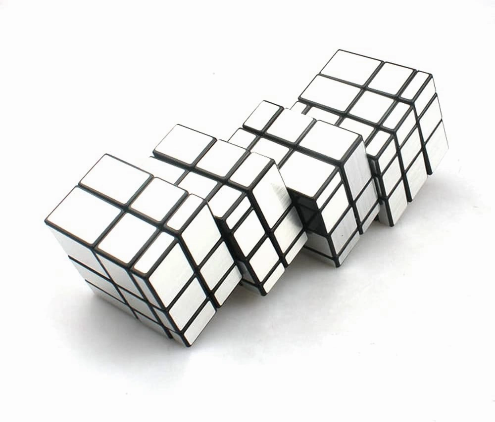 Conjoined Mirror Cube, Conjoined 3x3 Mirror Cube Bandaged 3x3 Blocks Twisty Cube Puzzle Toy Brain Teasers Silver (Ⅳ)