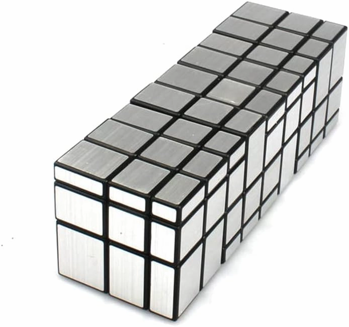 Conjoined Mirror Cube, Conjoined 3x3 Mirror Cube Bandaged 3x3 Blocks Twisty Cube Puzzle Toy Brain Teasers Silver (Ⅳ)