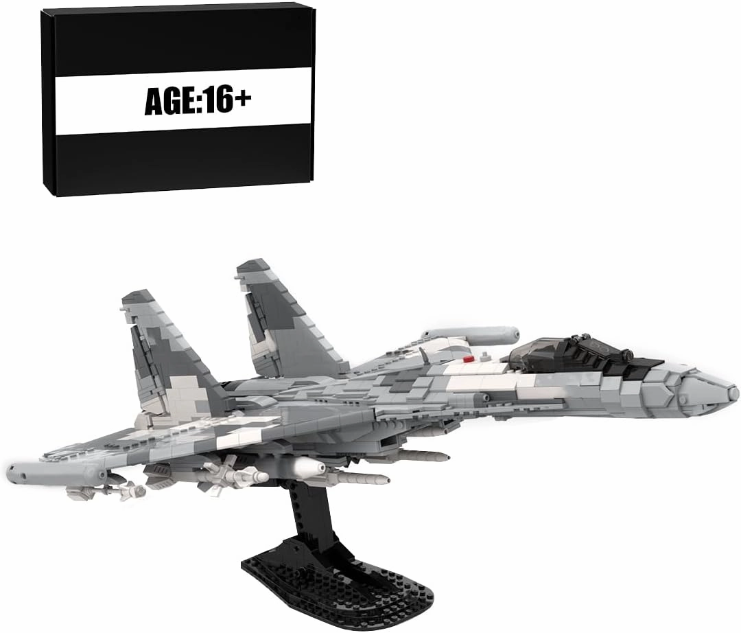 ConsoleXpress Su-35 Fighter Jet Building Blocks Model, 2010PCS 1/35 Scale MOC Creative Plane Military Aircraft Model Display Set, Collectible Gifts Set for Adults, MOC-196507