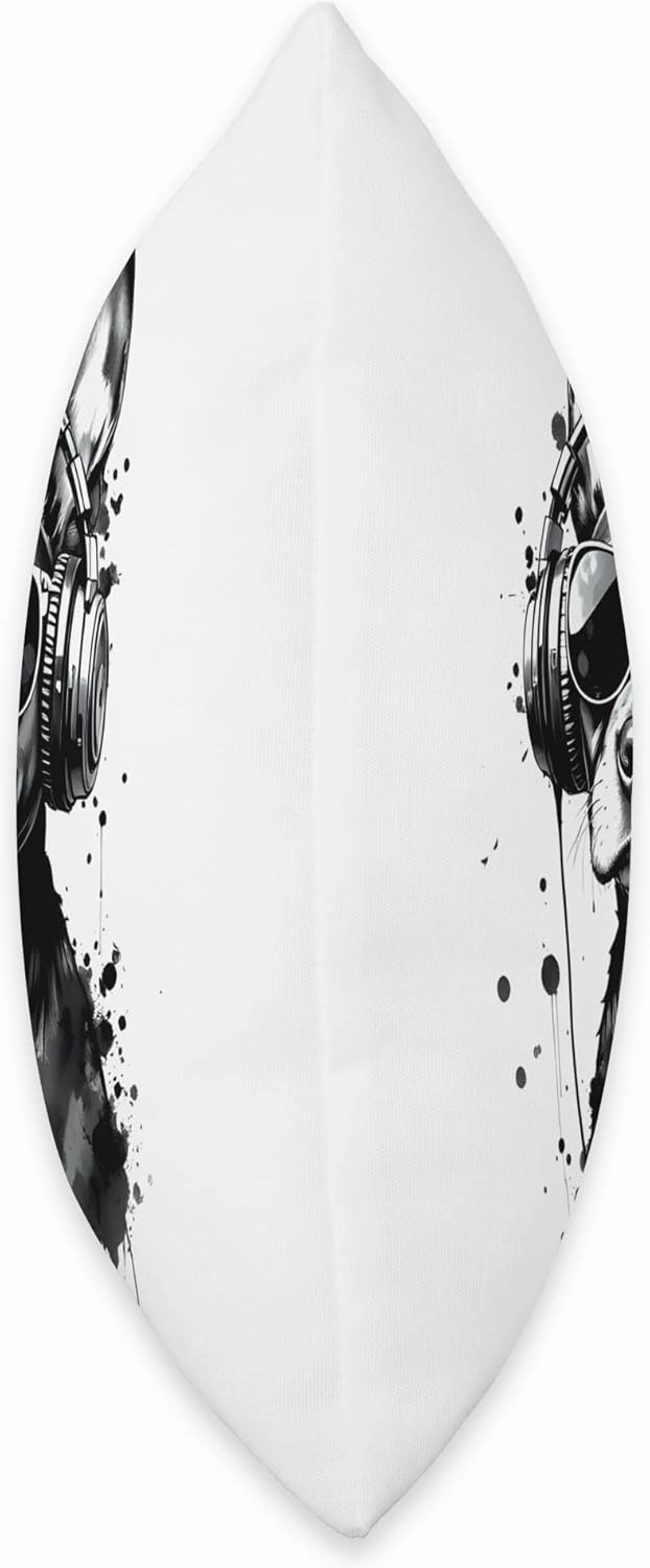 Cool Dog Cute Pets Black & white ink style fluid drip splash Throw Pillow