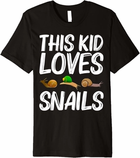 Cool Snail Art For Kids Boys Slug Trumpet Land Garden Animal Premium T-Shirt