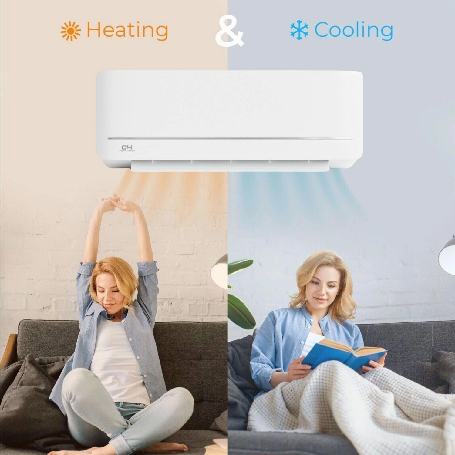 Cooper & Hunter 18,000 BTU, 230V 19 SEER Ductless Mini Split AC/Heating System Pre-Charged Inverter Heat Pump with 16ft Installation Kit