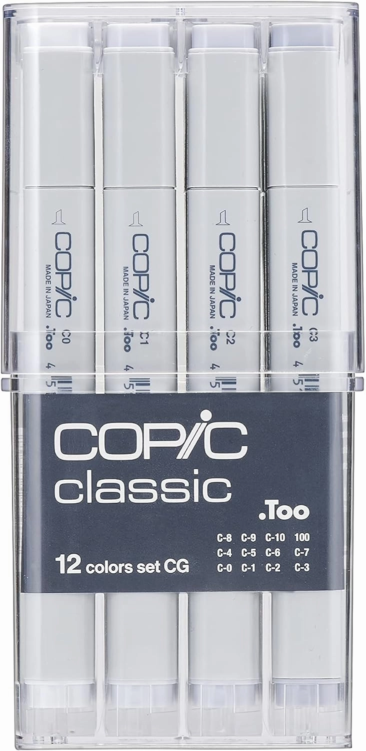 Copic Markers 12-Piece Cool Gray Set